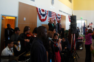 The audience enjoys God Bless the USA.