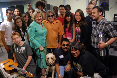 José Feliciano, who has received a total of eight Grammy Awards, delighted blind and sighted students in our Music Inclusion Program when he visited them at the Miami Lighthouse Henry and Inez Stone Music and Sound Studio on March 29th. The Music Inclusion Program is funded by grants from the John S. and James L. Knight Foundation and the Children’s Trust.