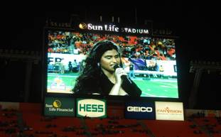 Natalia Sulca on the jumbotron.