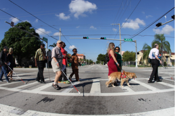 White Cane Day participants during the walk