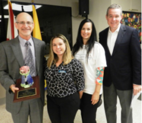 Dr. Mark Bloom, Marisol Veliz and Liza Ortega from Molina Healthcare of Florida and emcee John Morales, NBC 6 Miami.