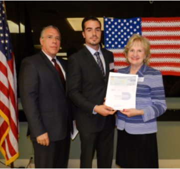 Board Chair-elect Ray Casas, Manny Orbis Special Projects Liason to Commissioner Rebeca Sosa, President and CEO Virginia Jacko.