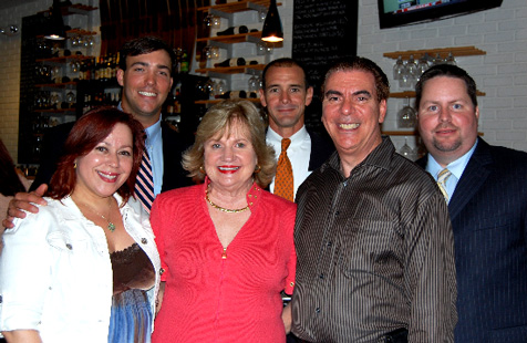 Angelique Euro Caf co-owner Yolanda Rossi, YPOL Committee Member Otto Foerster, President and CEO Virginia Jacko, YPOL Co-Chair Agustin Arellano, Jr., Angelique Euro Caf co-owner Carlos Rossi, and YPOL Co-Chair Kent Benedict