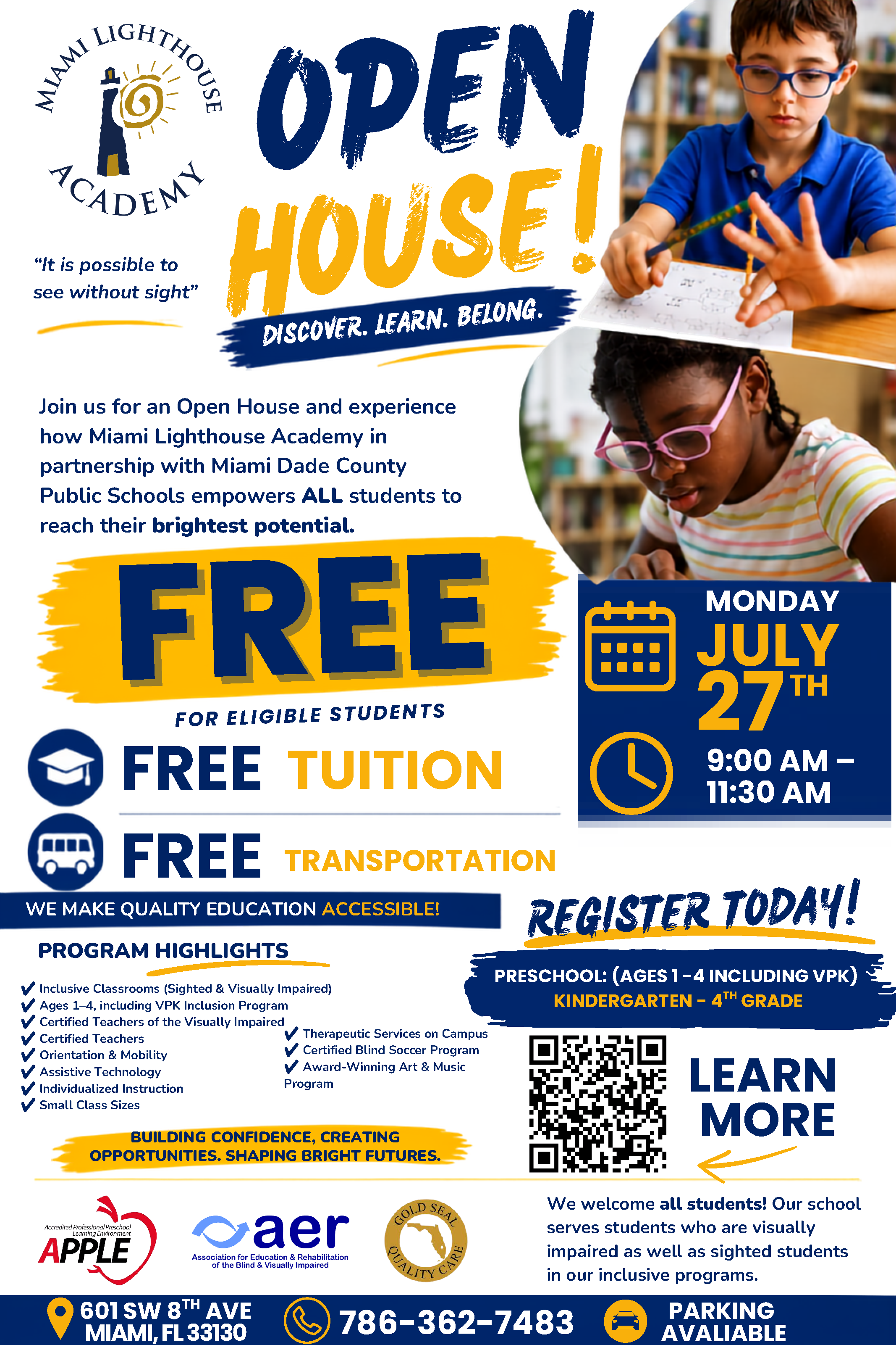 Miami Lighthouse Academy Open House Flyer